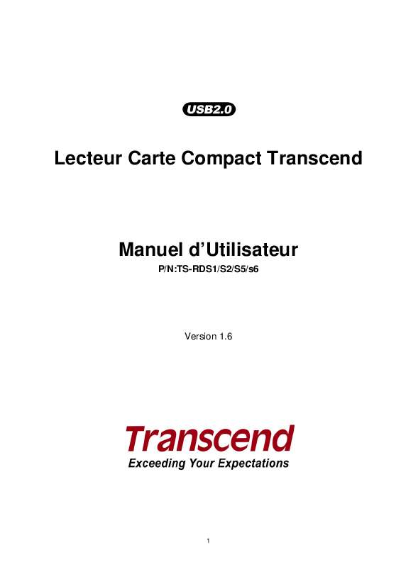 Guide utilisation TRANSCEND TS-RDS1  de la marque TRANSCEND