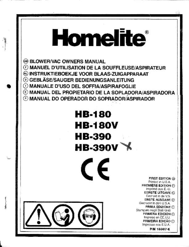 Guide utilisation HOMELITE HB-390V  de la marque HOMELITE