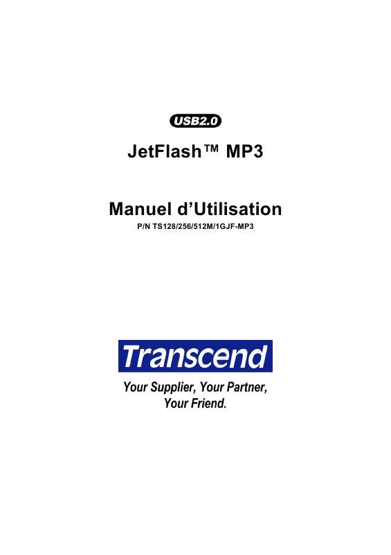 Guide utilisation TRANSCEND TS128MJF-MP3  de la marque TRANSCEND