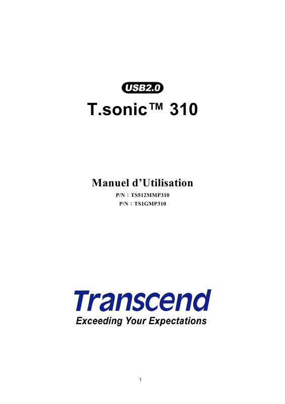 Guide utilisation TRANSCEND TS1GMP310  de la marque TRANSCEND