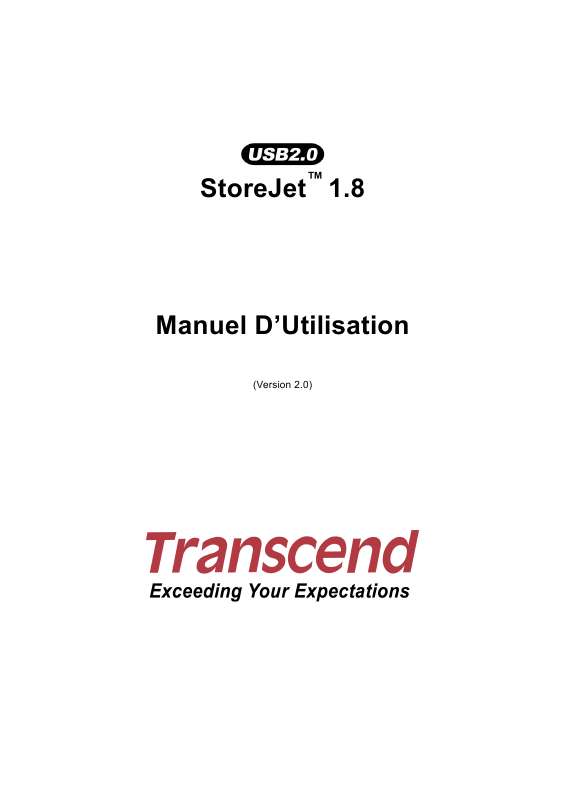 Guide utilisation TRANSCEND TS20GSJ18  de la marque TRANSCEND