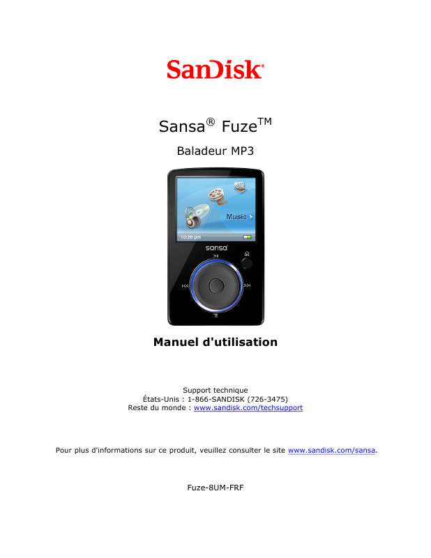 Guide utilisation SANDISK SANSA FUZE  de la marque SANDISK