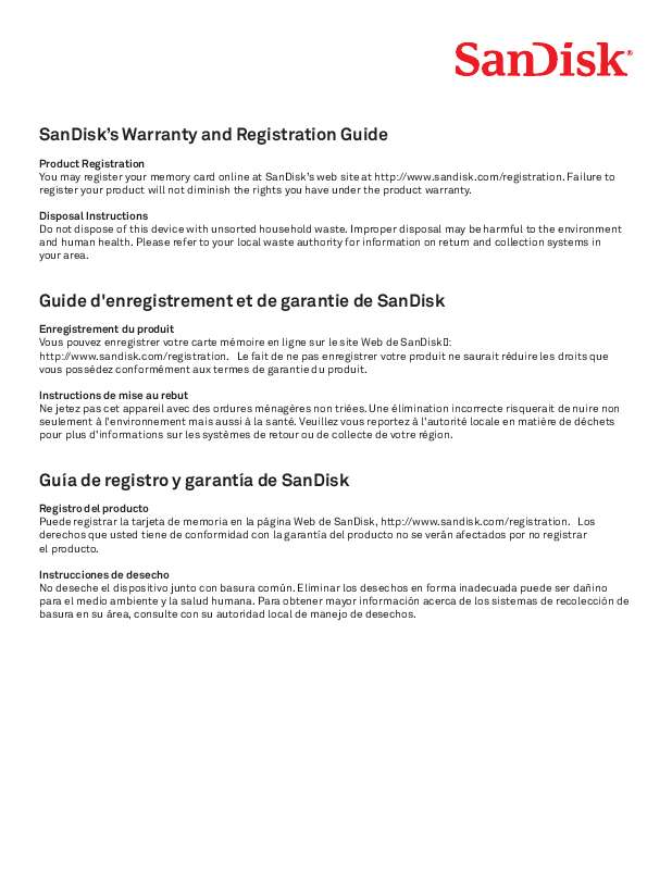 Guide utilisation  SANDISK ULTRA II COMPACT FLASH CARDS  de la marque SANDISK