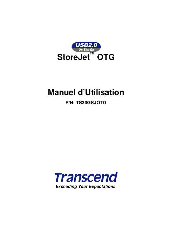Guide utilisation TRANSCEND TS30GSJOTG-EU  de la marque TRANSCEND
