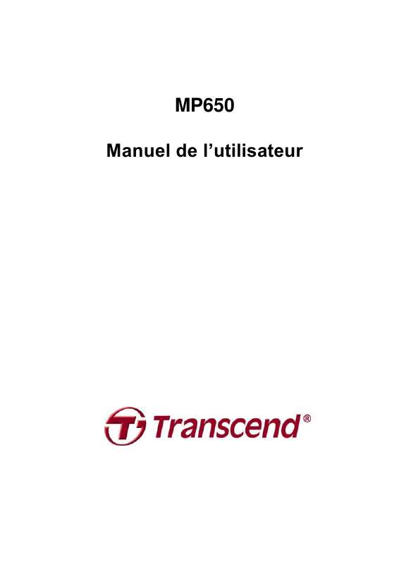 Guide utilisation TRANSCEND MP650  de la marque TRANSCEND