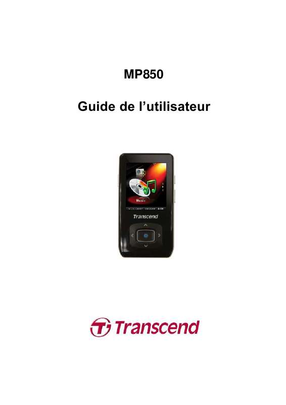Guide utilisation TRANSCEND MP850  de la marque TRANSCEND