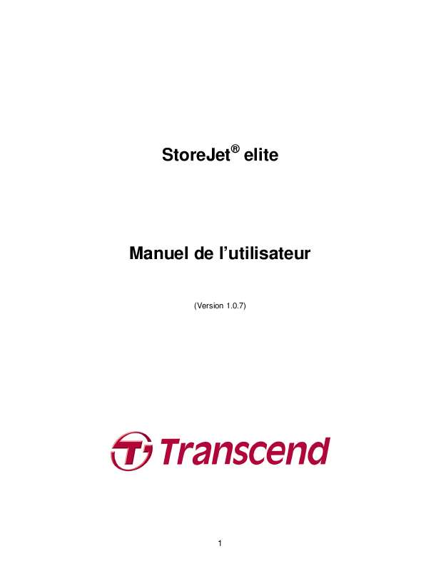 Guide utilisation TRANSCEND STOREJET ELITE  de la marque TRANSCEND
