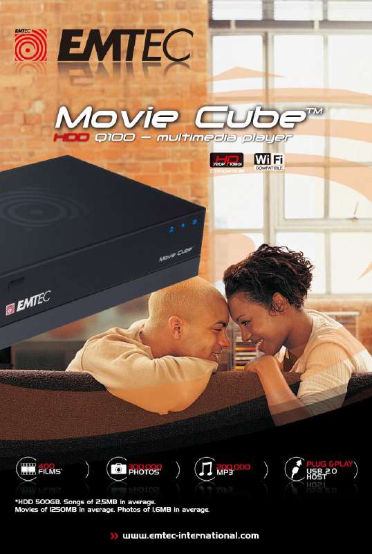 Guide utilisation  EMTEC HDD MOVIE CUBE Q100  de la marque EMTEC