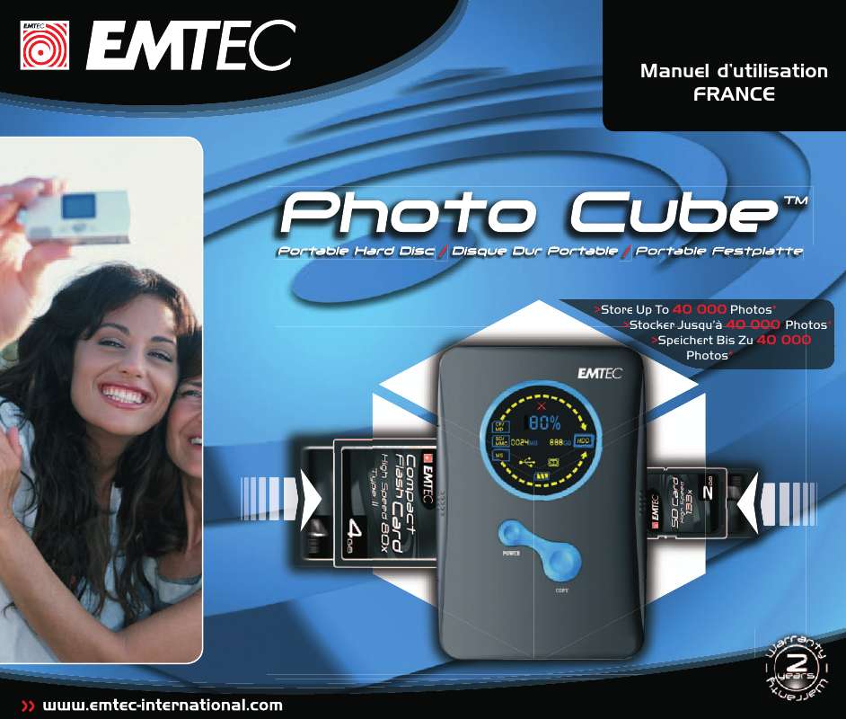 Guide utilisation  EMTEC HDD PHOTO CUBE  de la marque EMTEC
