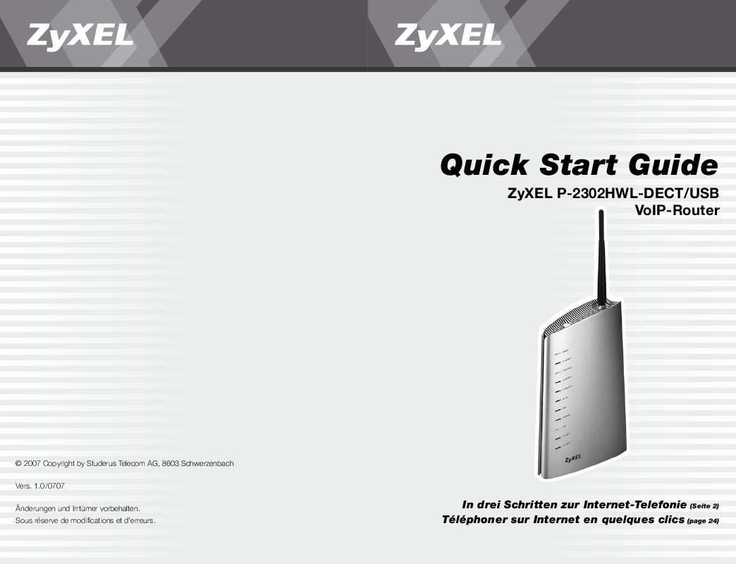 Guide utilisation  ZYXEL P-2302HWL-DECT-USB  de la marque ZYXEL