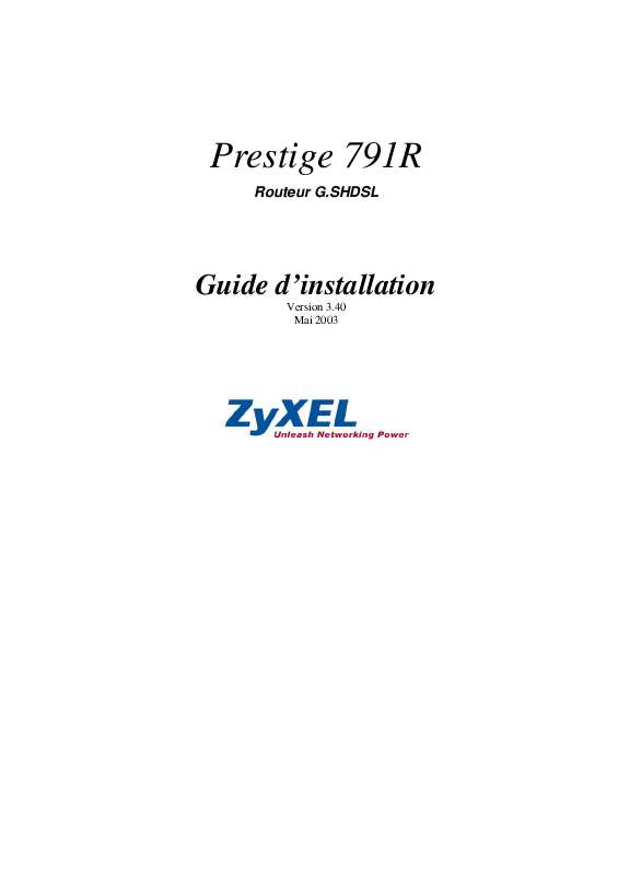 Guide utilisation  ZYXEL PRESTIGE 791R  de la marque ZYXEL