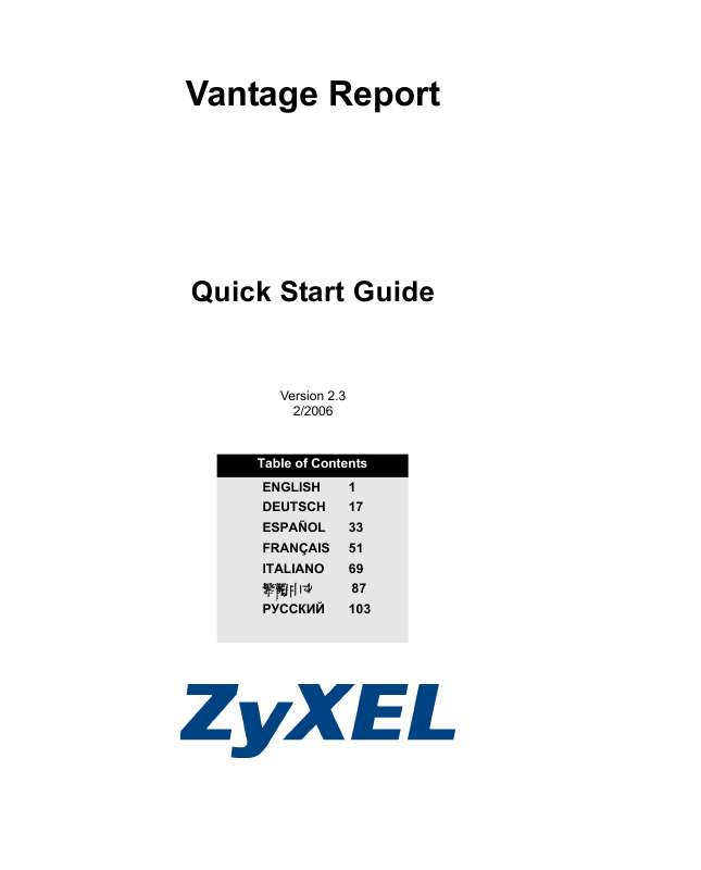 Guide utilisation  ZYXEL VANTAGE REPORT  de la marque ZYXEL