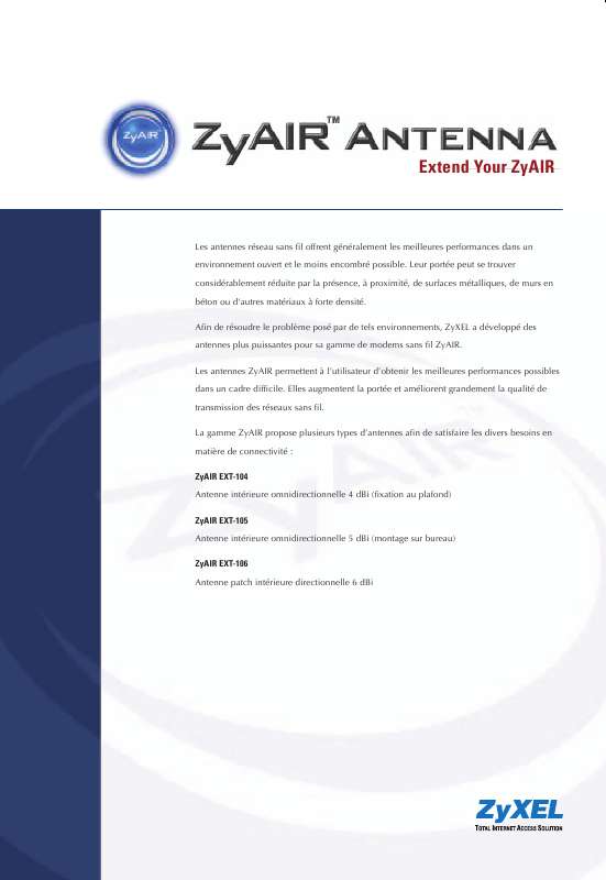 Guide utilisation  ZYXEL ZYAIR EXT-104  de la marque ZYXEL