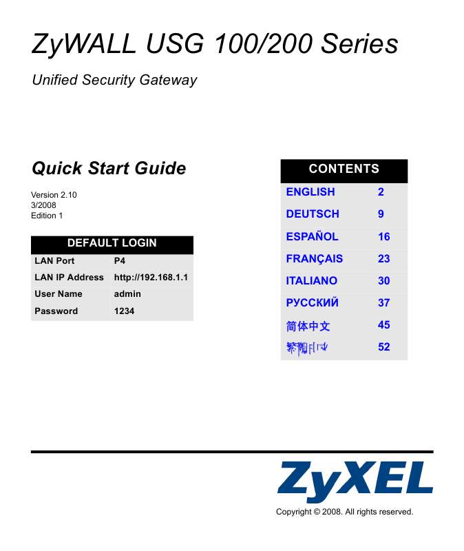 Guide utilisation  ZYXEL ZYWALL USG 100  de la marque ZYXEL
