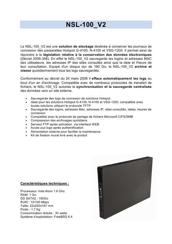 Guide utilisation ZYXEL NSL100 V2  de la marque ZYXEL