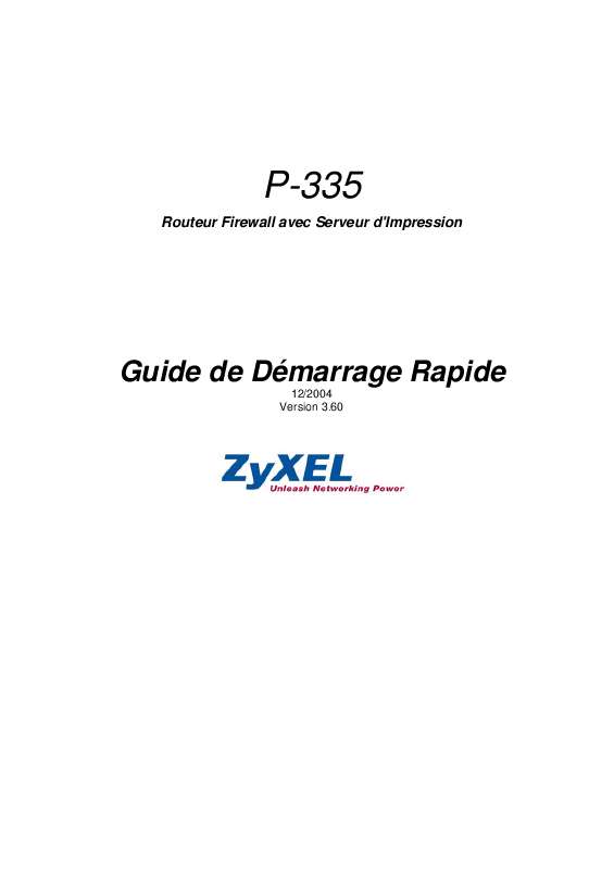 Guide utilisation ZYXEL PRESTIGE 335 GUICK START GUIDE  de la marque ZYXEL