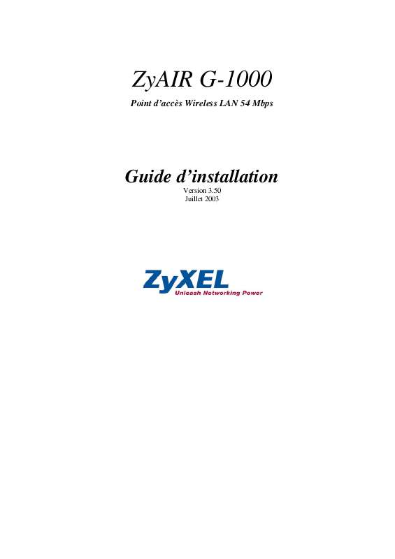 Guide utilisation ZYXEL ZYAIR G-1000  de la marque ZYXEL