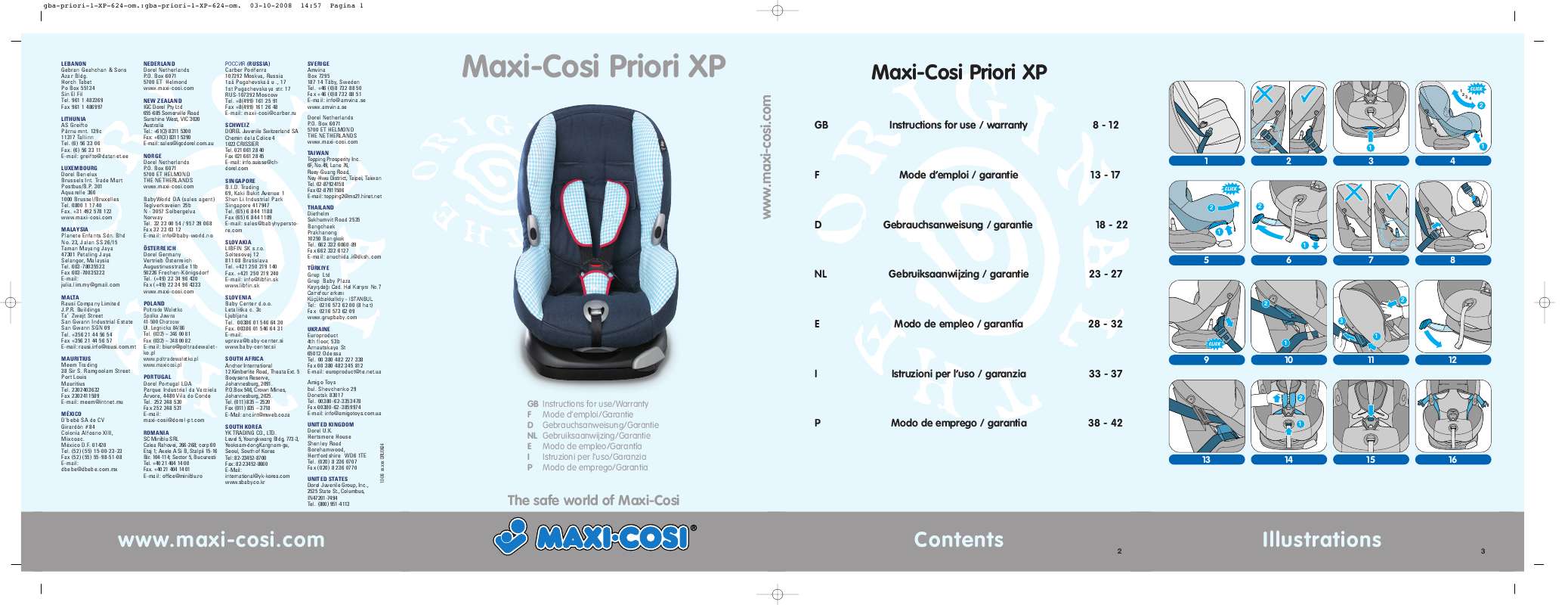 Guide utilisation MAXI-COSI PRIORI XP  de la marque MAXI-COSI