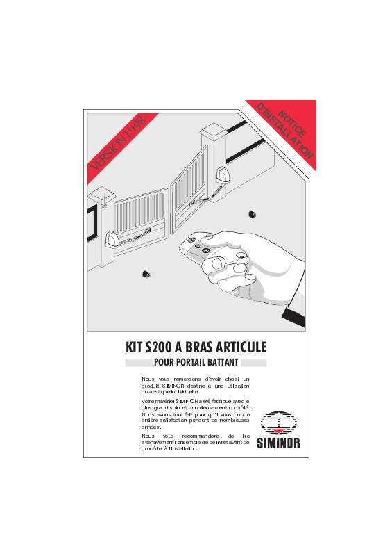 Guide utilisation  SIMINOR KIT S200 A BRAS ARTICULE  de la marque SIMINOR