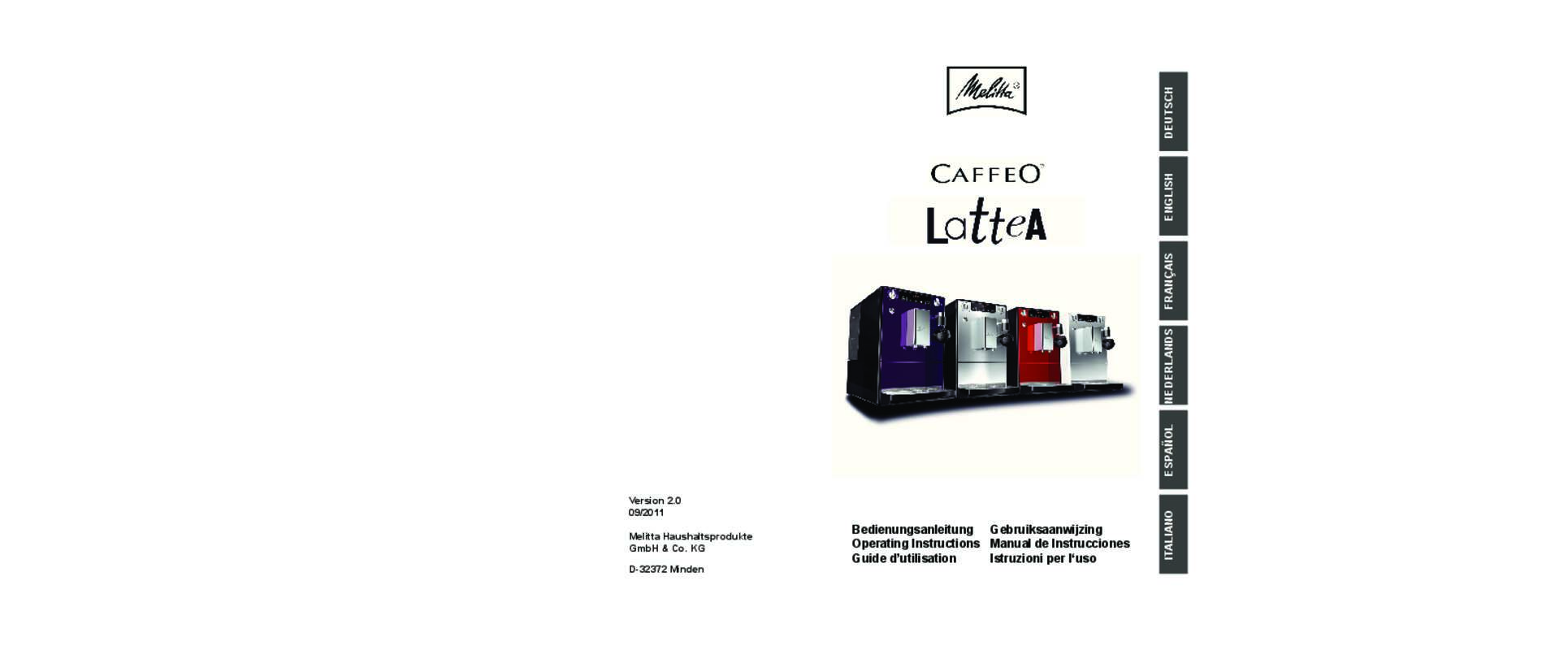 Guide utilisation MELITTA CAFFEO LATTEA de la marque MELITTA