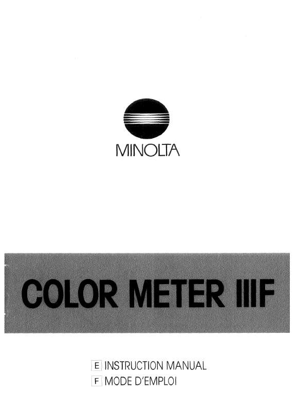 Guide utilisation MINOLTA COLOR METER IIIF  de la marque MINOLTA