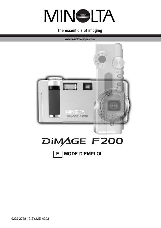 Guide utilisation MINOLTA DIMAGE F200  de la marque MINOLTA