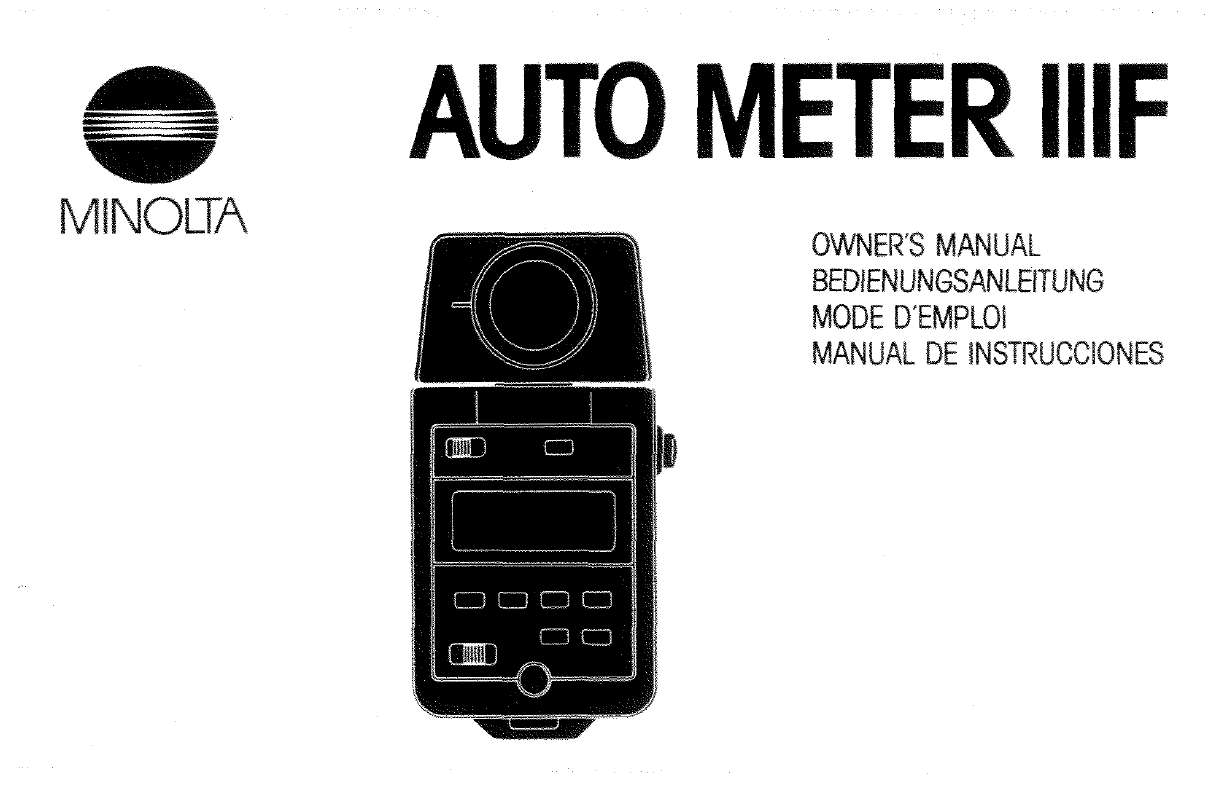 Guide utilisation MINOLTA AUTO METER IIIF  de la marque MINOLTA