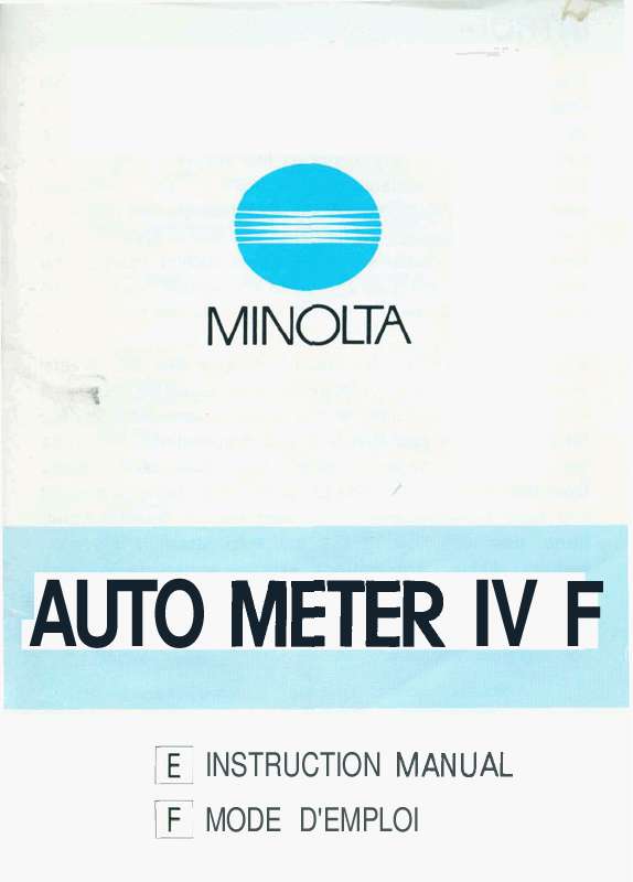 Guide utilisation MINOLTA AUTO METER IV F  de la marque MINOLTA