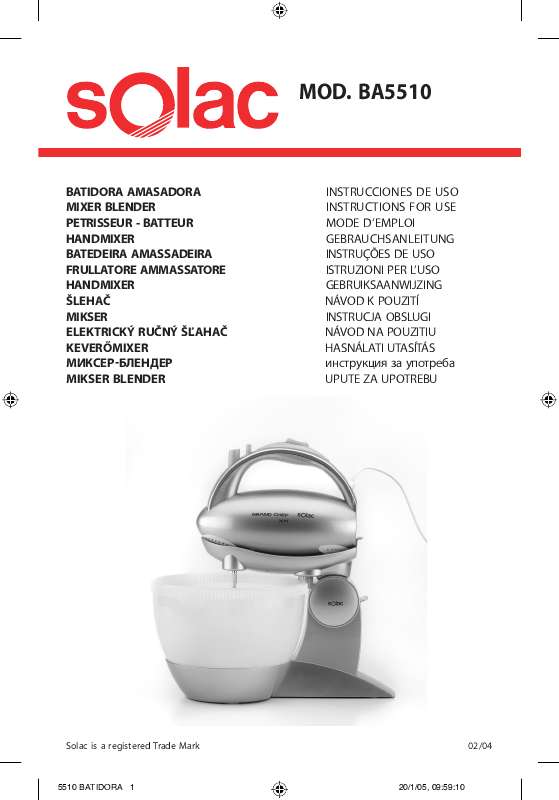 Guide utilisation  SOLAC BA5510  de la marque SOLAC