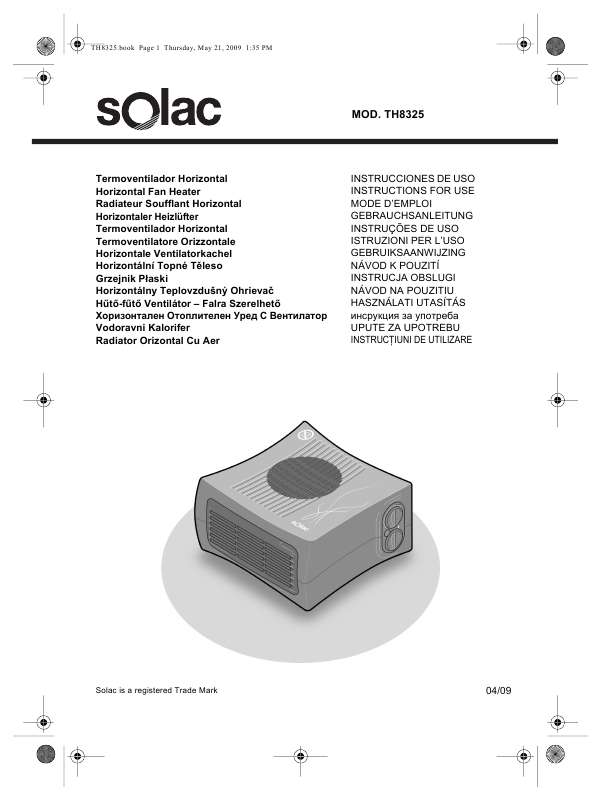 Guide utilisation  SOLAC TH8325  de la marque SOLAC