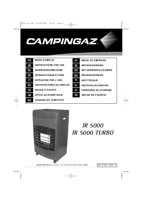 Guide utilisation  CAMPINGAZ IR 5000  de la marque CAMPINGAZ