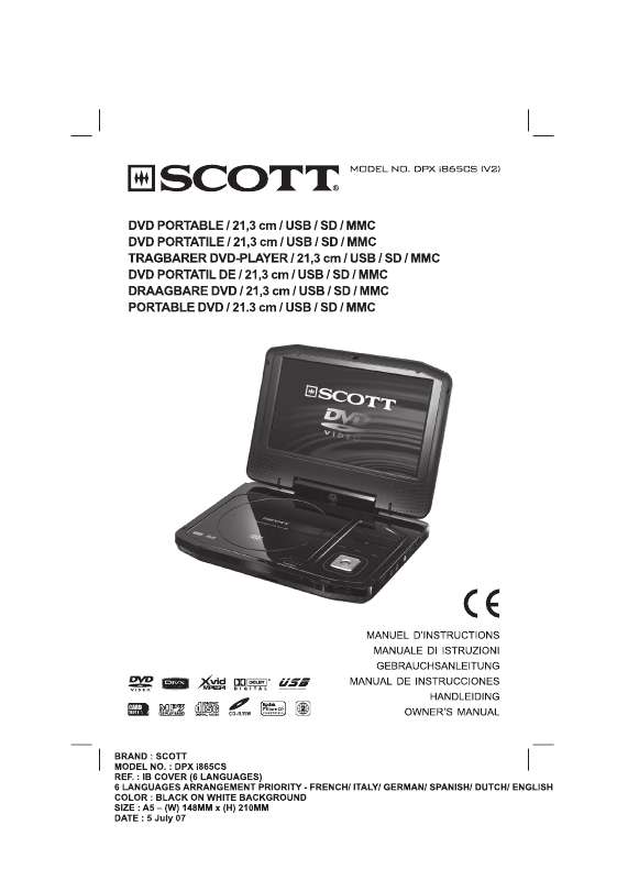 Guide utilisation SCOTT DPX I865 CS  de la marque SCOTT