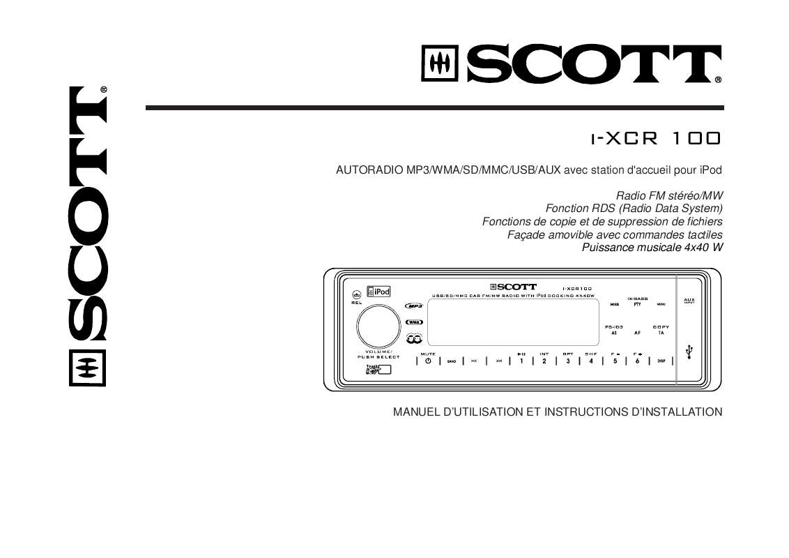 Guide utilisation SCOTT IXCR 100  de la marque SCOTT