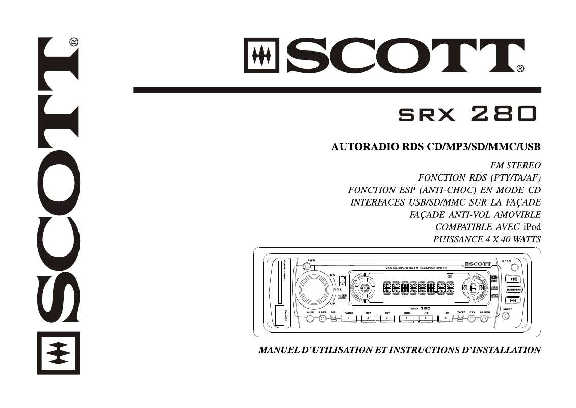 Guide utilisation SCOTT SRX 280  de la marque SCOTT