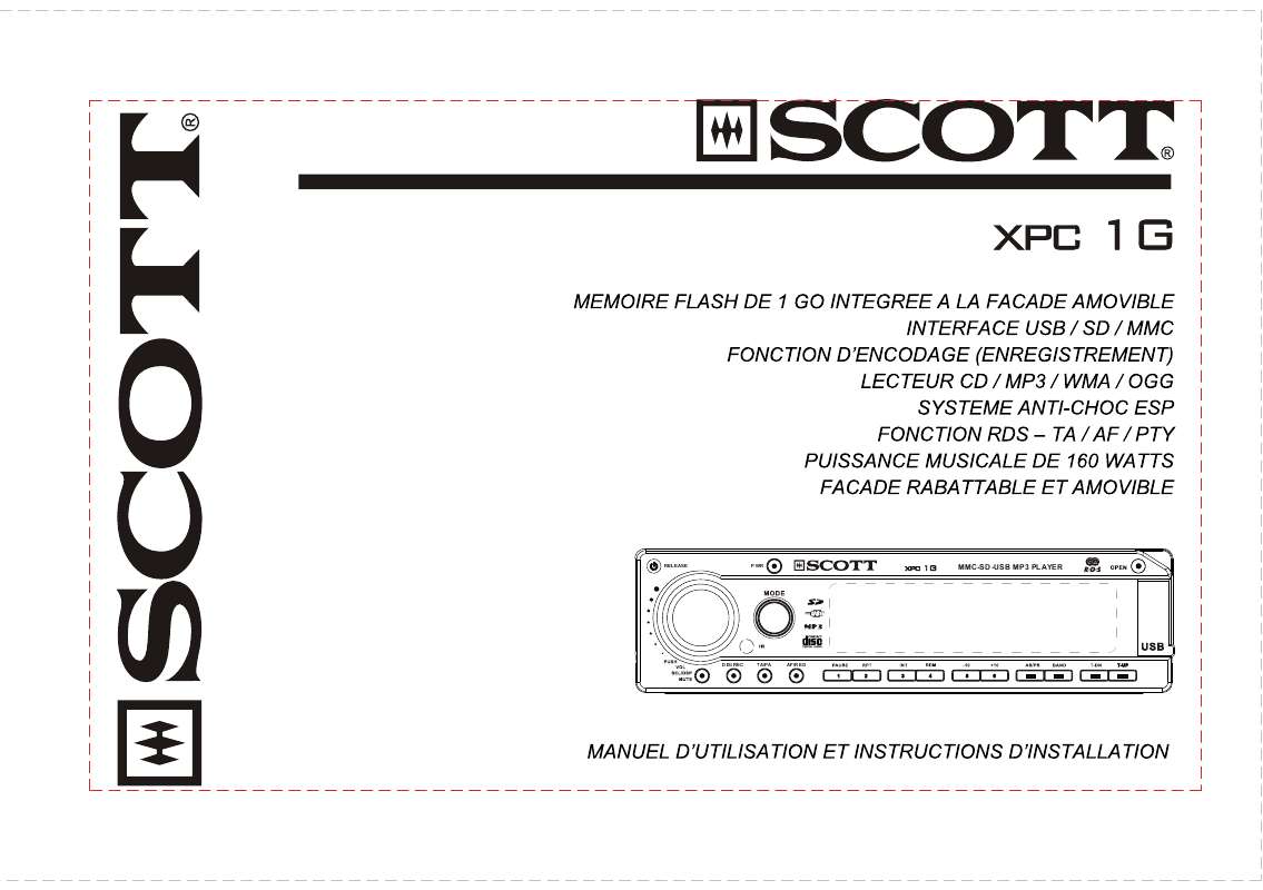 Guide utilisation SCOTT XPC 1G  de la marque SCOTT