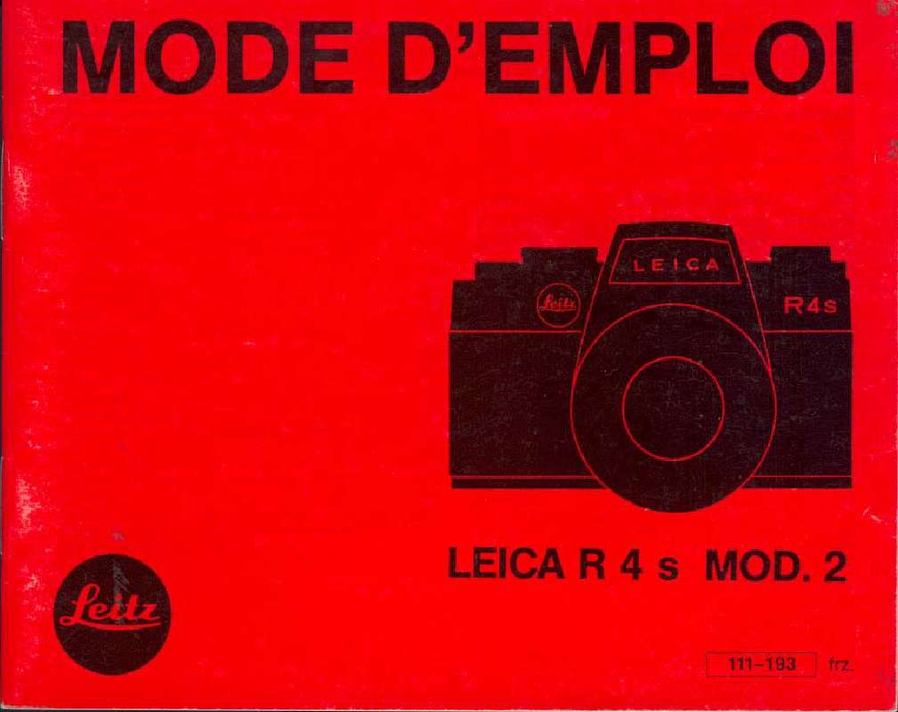 Guide utilisation LEICA R4S MOD 2  de la marque LEICA