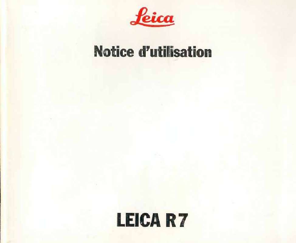 Guide utilisation LEICA R7  de la marque LEICA