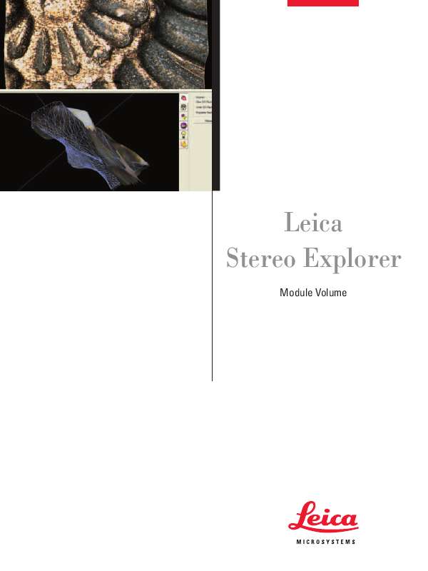Guide utilisation LEICA STEREO EXPLORER VOLUME MODULE  de la marque LEICA