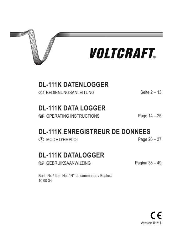 Guide utilisation  VOLTCRAFT DL-111K  de la marque VOLTCRAFT