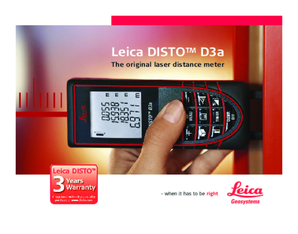 Guide utilisation LEICA DISTO D3A  de la marque LEICA