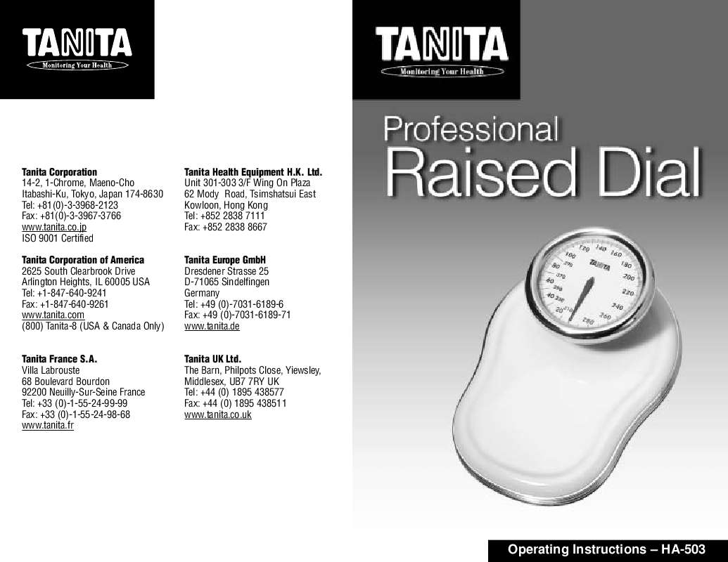 Guide utilisation TANITA HA 503  de la marque TANITA