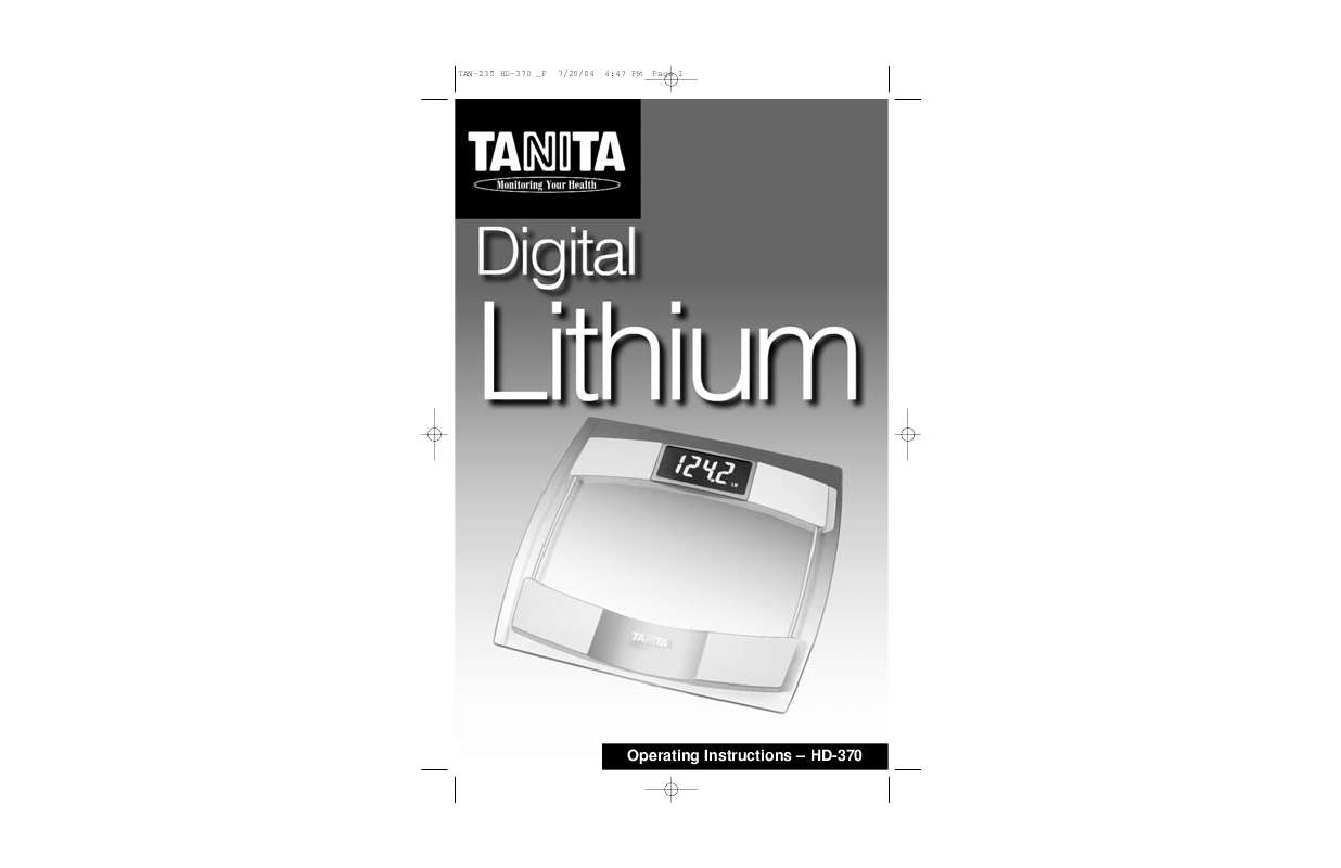 Guide utilisation TANITA HD 370  de la marque TANITA