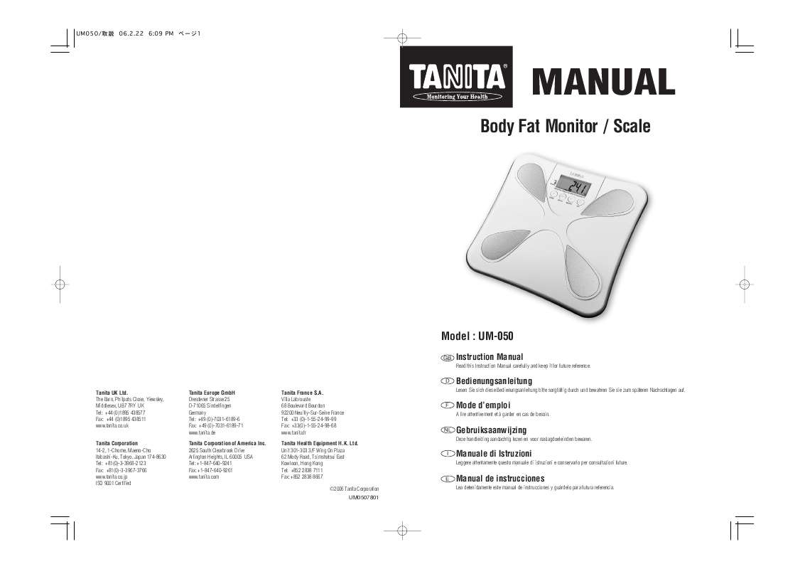 Guide utilisation TANITA UM 050  de la marque TANITA