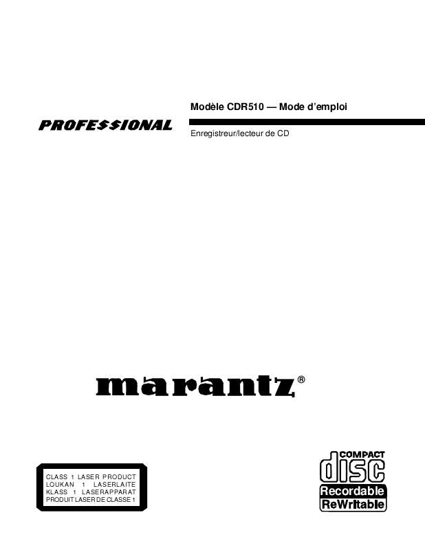 Guide utilisation MARANTZ CDR510  de la marque MARANTZ