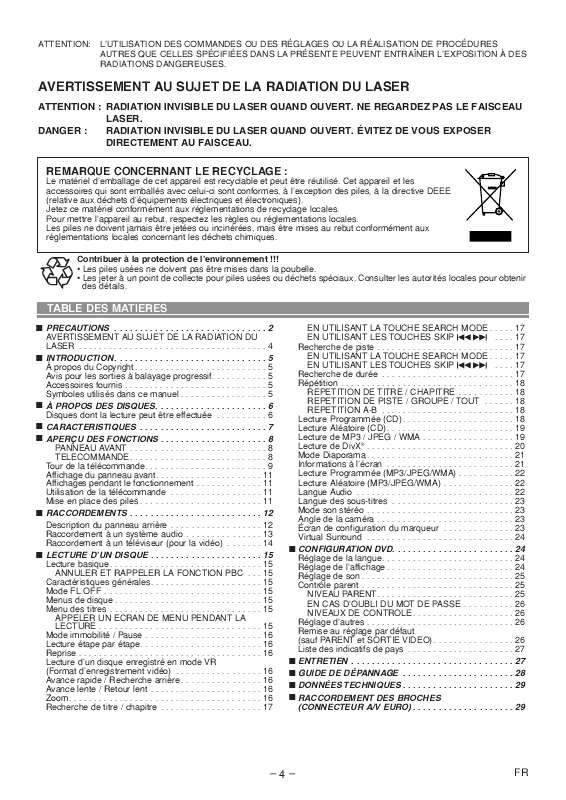 Guide utilisation MARANTZ DV4610  de la marque MARANTZ