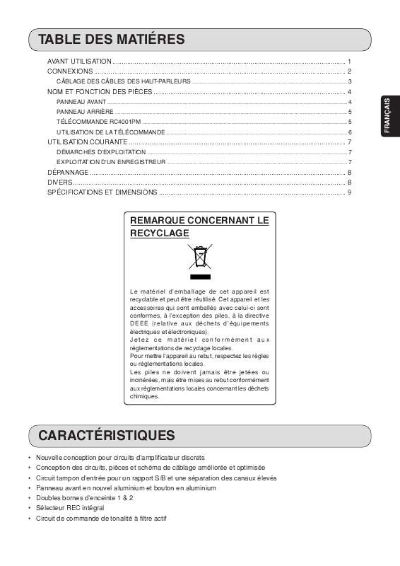 Guide utilisation MARANTZ PM4001  de la marque MARANTZ