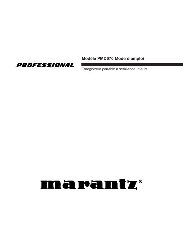 Guide utilisation MARANTZ PMD670  de la marque MARANTZ