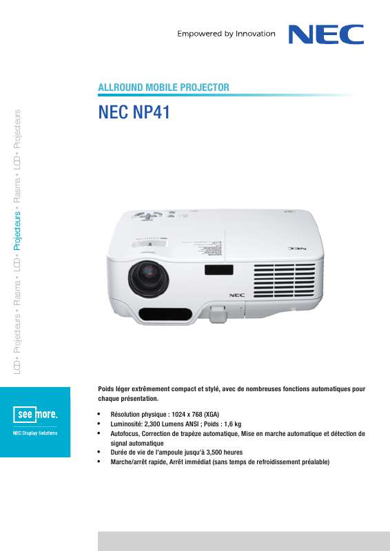 Guide utilisation NEC NP41  de la marque NEC