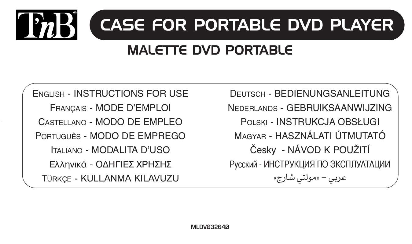 Guide utilisation  TNB CASE FOR PORTABLE DVD PLAYER  de la marque TNB