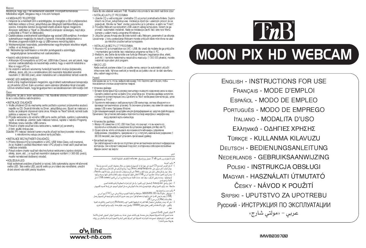 Guide utilisation  TNB MOON PIX HD WEBCAM  de la marque TNB